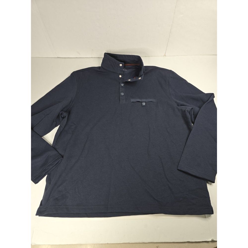 Untuckit Parkson Snap‎ Fleece Pullover Casual Sweater Navy Blue Men's Size XXL